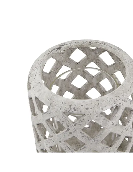 Hill Interiors Grey Stone Effect Hurricane Lantern 23660