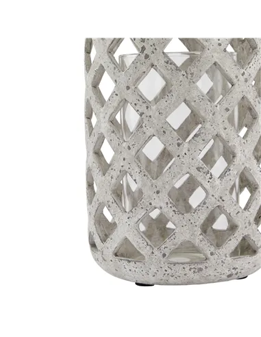 Hill Interiors Grey Stone Effect Hurricane Lantern 23660