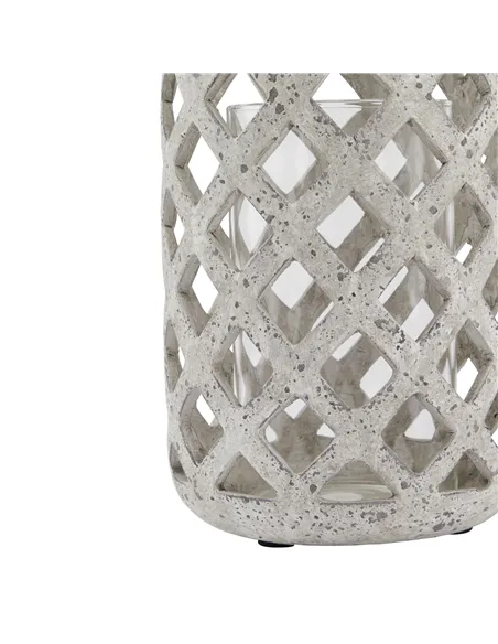 Hill Interiors Grey Stone Effect Hurricane Lantern 23660