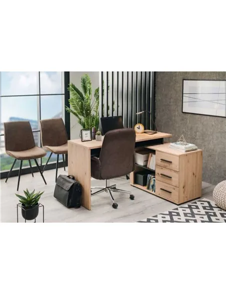 Amag Oak And Black Corner Desk, 3033