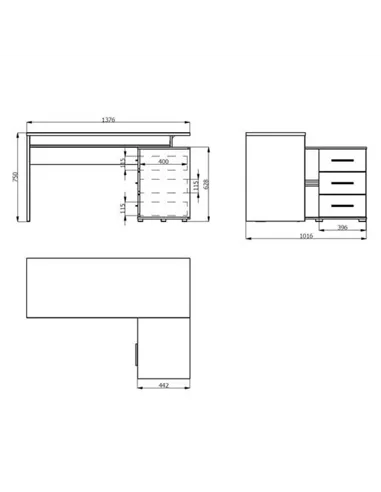 Amag Oak And Black Corner Desk, 3033