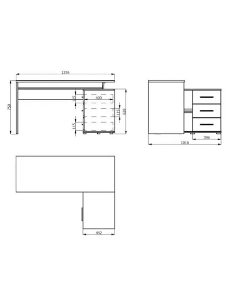 Amag Oak And Black Corner Desk, 3033