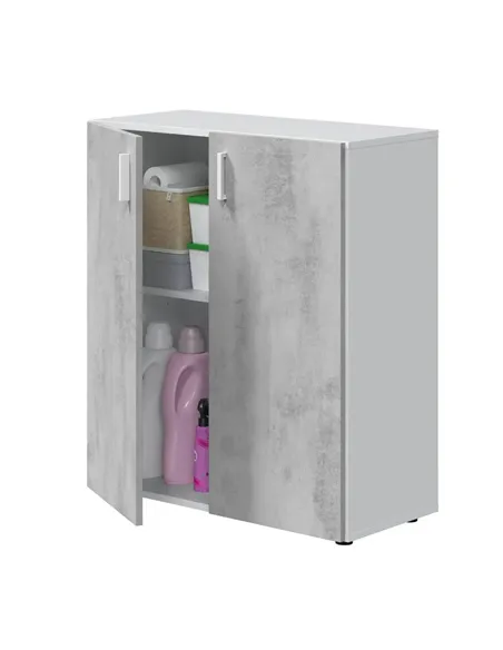 Alonso 2 Door Grey And White Wide Universal Wall Storage Cupboard, 3257