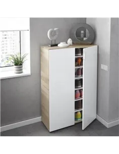 Alvaro White And Oak Effect 30 Pairs Shoe Cupboard Cabinet, 3229 2