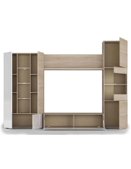 Amora White and Oak Wall Entertainment Unit 016642F, 2916