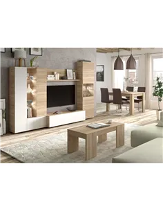Amora White and Oak Wall Entertainment Unit 016642F, 2916 2