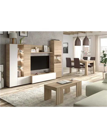 Amora White and Oak Wall Entertainment Unit 016642F, 2916