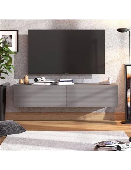Amarentis Graphite Grey Wall Mounted Floating Wide Large TV Unit, 3428