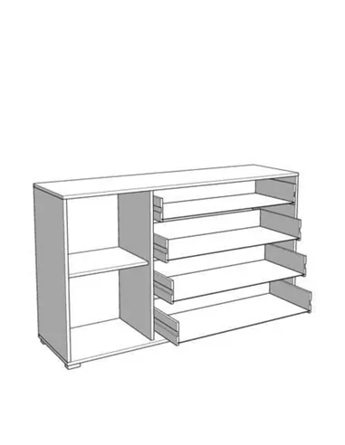 Asmara Oak Effect And Black 4 Drawer Sideboard, 3421