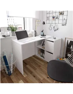 Athena White Reversible Desk with Storage, 2933 2