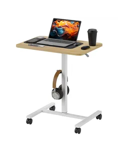 HOMCOM 75-115cm Manual Adjustable Sit-To-Stand Desk - White/Wood-Effect
