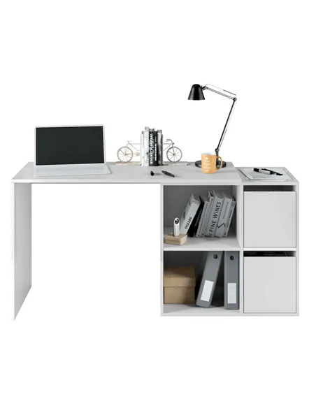 Athena White Reversible Desk with Storage, 2933