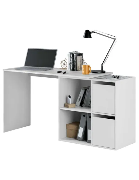 Athena White Reversible Desk with Storage, 2933