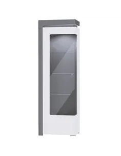 Athens Grey And White Gloss LEFT Display Cabinet with LED Lights, 3164