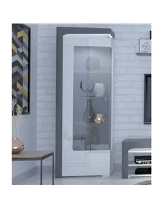 Athens Grey And White Gloss LEFT Display Cabinet with LED Lights, 3164 2