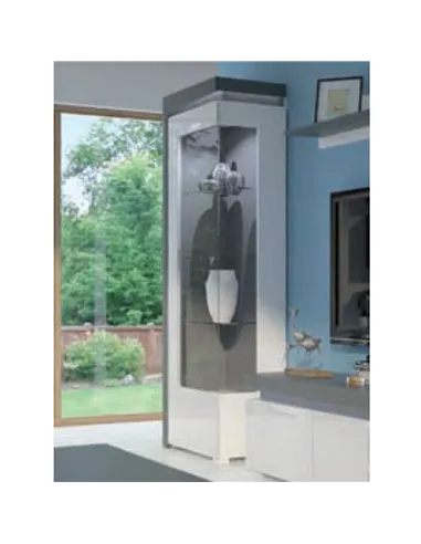 Athens Grey And White Gloss LEFT Display Cabinet with LED Lights, 3164