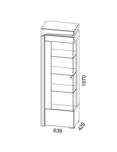 Athens Grey And White Gloss LEFT Display Cabinet with LED Lights, 3164