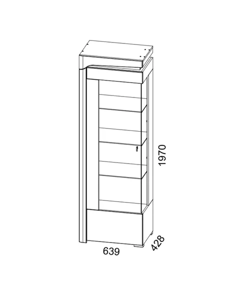 Athens Grey And White Gloss LEFT Display Cabinet with LED Lights, 3164