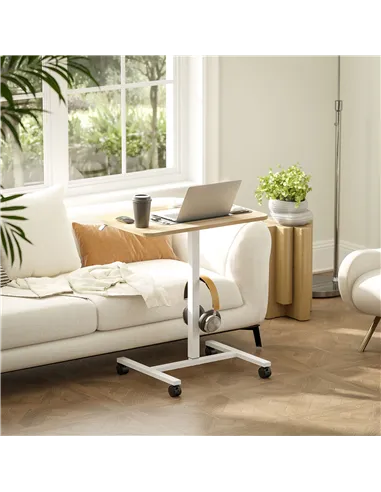 HOMCOM 75-115cm Manual Adjustable Sit-To-Stand Desk - White/Wood-Effect