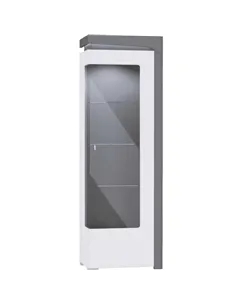 Athens Grey And White Gloss RIGHT Display Cabinet with LED Lights, 3165