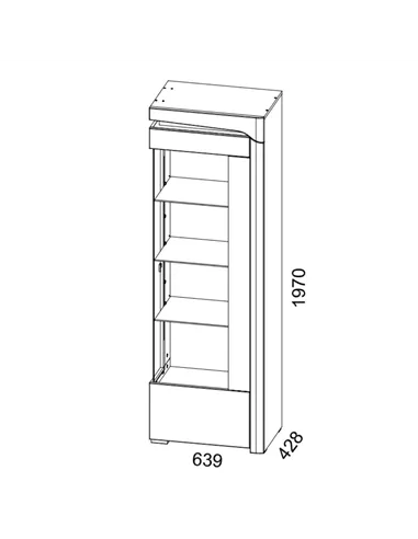 Athens Grey And White Gloss RIGHT Display Cabinet with LED Lights, 3165