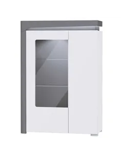 Athens Grey And White Gloss Low Wide Display Cabinet with LED Lights, 3166