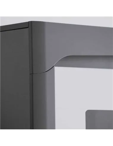 Athens Grey And White Gloss Low Wide Display Cabinet with LED Lights, 3166