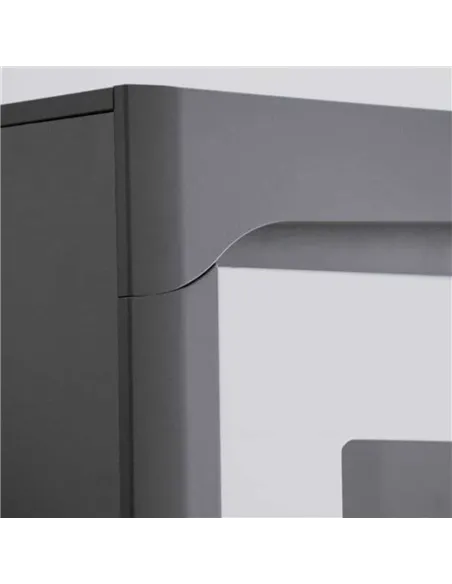 Athens Grey And White Gloss Low Wide Display Cabinet with LED Lights, 3166