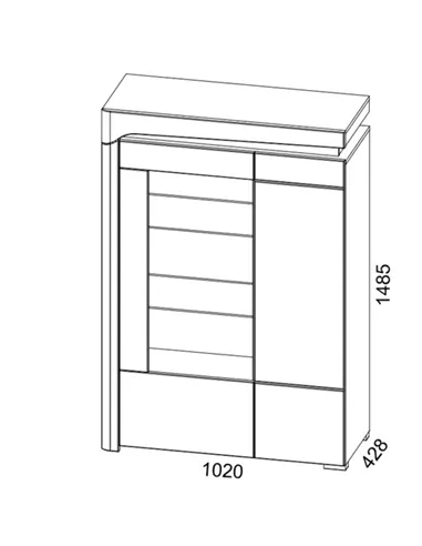 Athens Grey And White Gloss Low Wide Display Cabinet with LED Lights, 3166