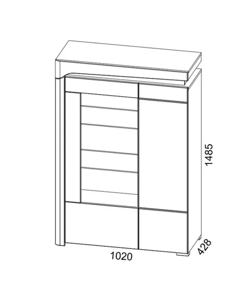 Athens Grey And White Gloss Low Wide Display Cabinet with LED Lights, 3166