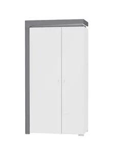 Athens Grey And White Gloss 2 Door Wardrobe With LED Lights, 3167