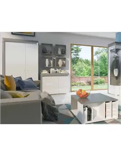 Athens Grey And White Gloss 2 Door Wardrobe With LED Lights, 3167 2