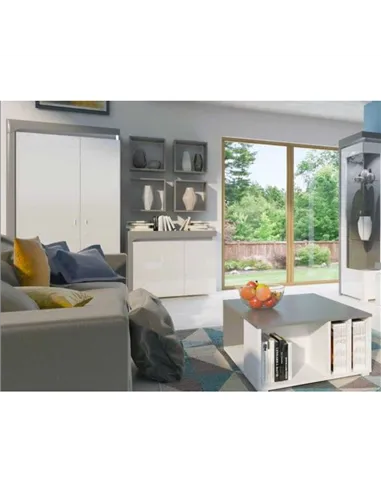 Athens Grey And White Gloss 2 Door Wardrobe With LED Lights, 3167