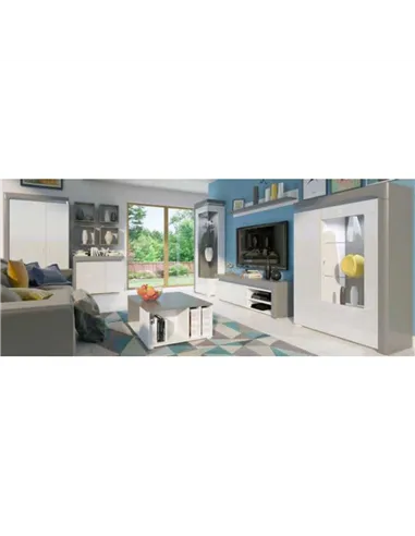 Athens Grey And White Gloss 2 Door Wardrobe With LED Lights, 3167