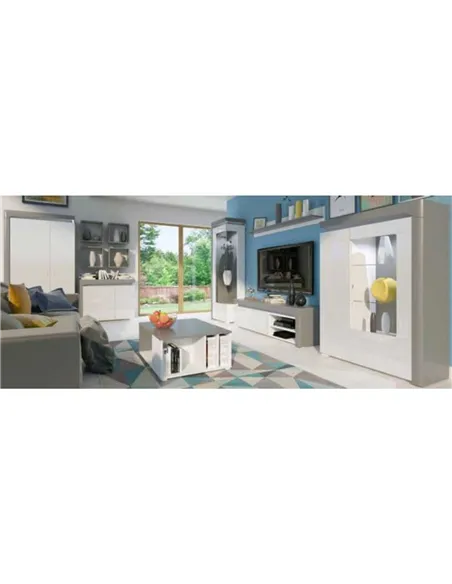 Athens Grey And White Gloss 2 Door Wardrobe With LED Lights, 3167