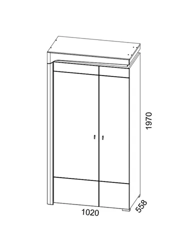 Athens Grey And White Gloss 2 Door Wardrobe With LED Lights, 3167