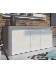 Athens Grey and White Gloss 3 Door Sideboard With Lights, 3168