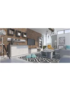 Athens Grey and White Gloss 3 Door Sideboard With Lights, 3168 2