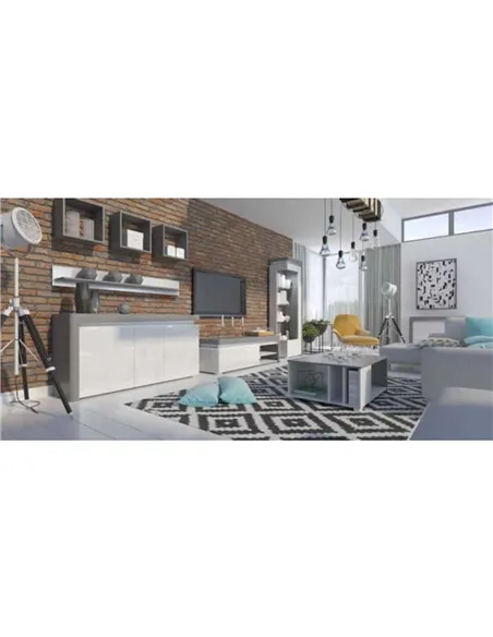 Athens Grey and White Gloss 3 Door Sideboard With Lights, 3168