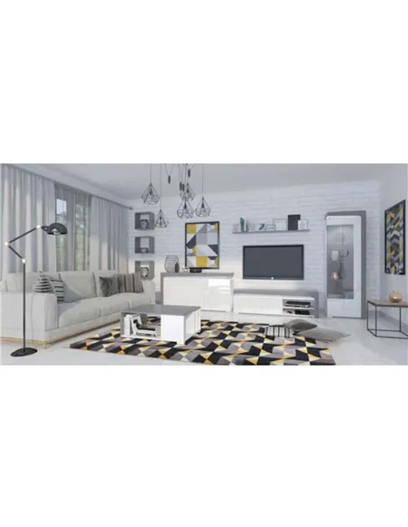 Athens Grey and White Gloss 3 Door Sideboard With Lights, 3168