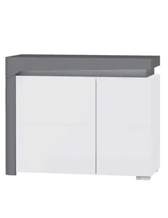 Athens Grey And White Gloss 2 Door Small Sideboard With Lights, 3169