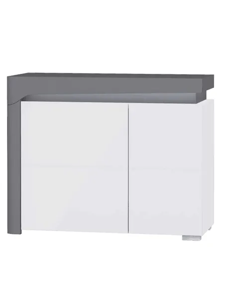 Athens Grey And White Gloss 2 Door Small Sideboard With Lights, 3169