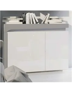 Athens Grey And White Gloss 2 Door Small Sideboard With Lights, 3169 2