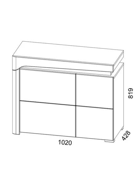 Athens Grey And White Gloss 2 Door Small Sideboard With Lights, 3169