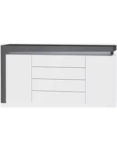 Athens Grey And White Gloss 2 Door & 4 Drawer Sideboard With Lights, 3170