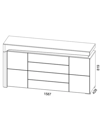 Athens Grey And White Gloss 2 Door & 4 Drawer Sideboard With Lights, 3170