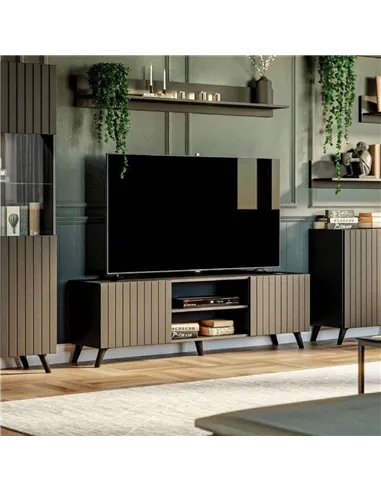 Atlantis Matte Black Large TV Cabinet, 3182