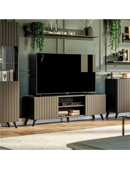Atlantis Matte Black Large TV Cabinet, 3182
