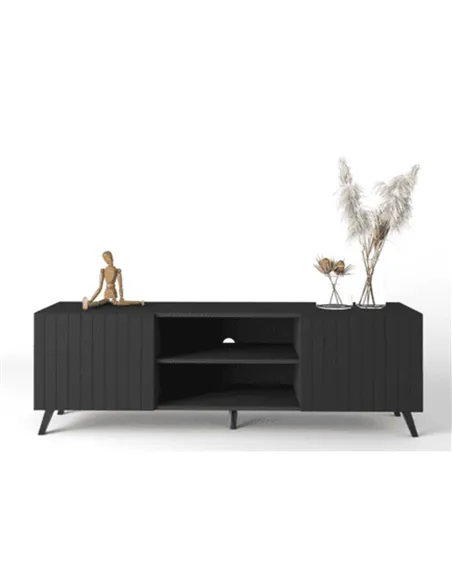 Atlantis Matte Black Large TV Cabinet, 3182
