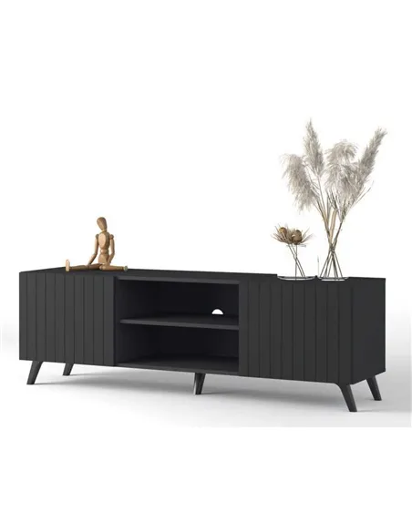 Atlantis Matte Black Large TV Cabinet, 3182
